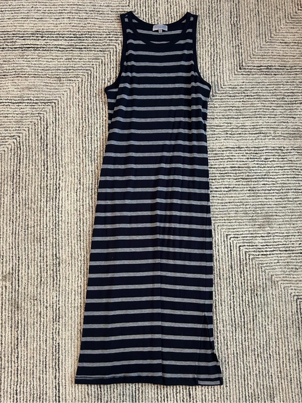Michael Stars Sleeveless Navy and Gray Striped Maxi Dress Size Large